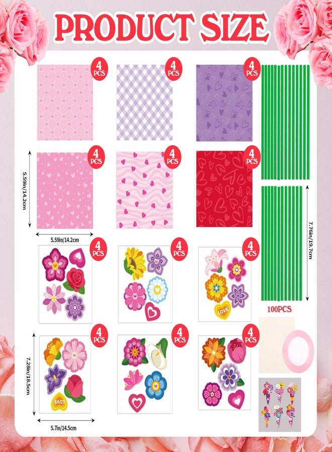 FOIMAS 24 Sets Flower Bouquet Craft Kit Make Your Own Flower Bouquet Craft for Valentine's Day Mother's Day Teacher Appreciation Home Spring Holiday Party Fun Activities - Image 2